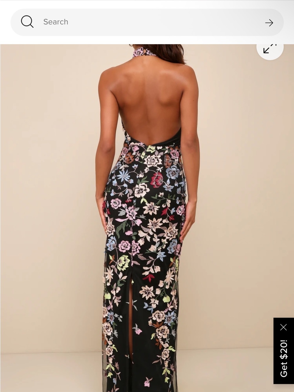Lulus High Neck Black Floral Embroidered Evening Dress - Picture 2 of 2